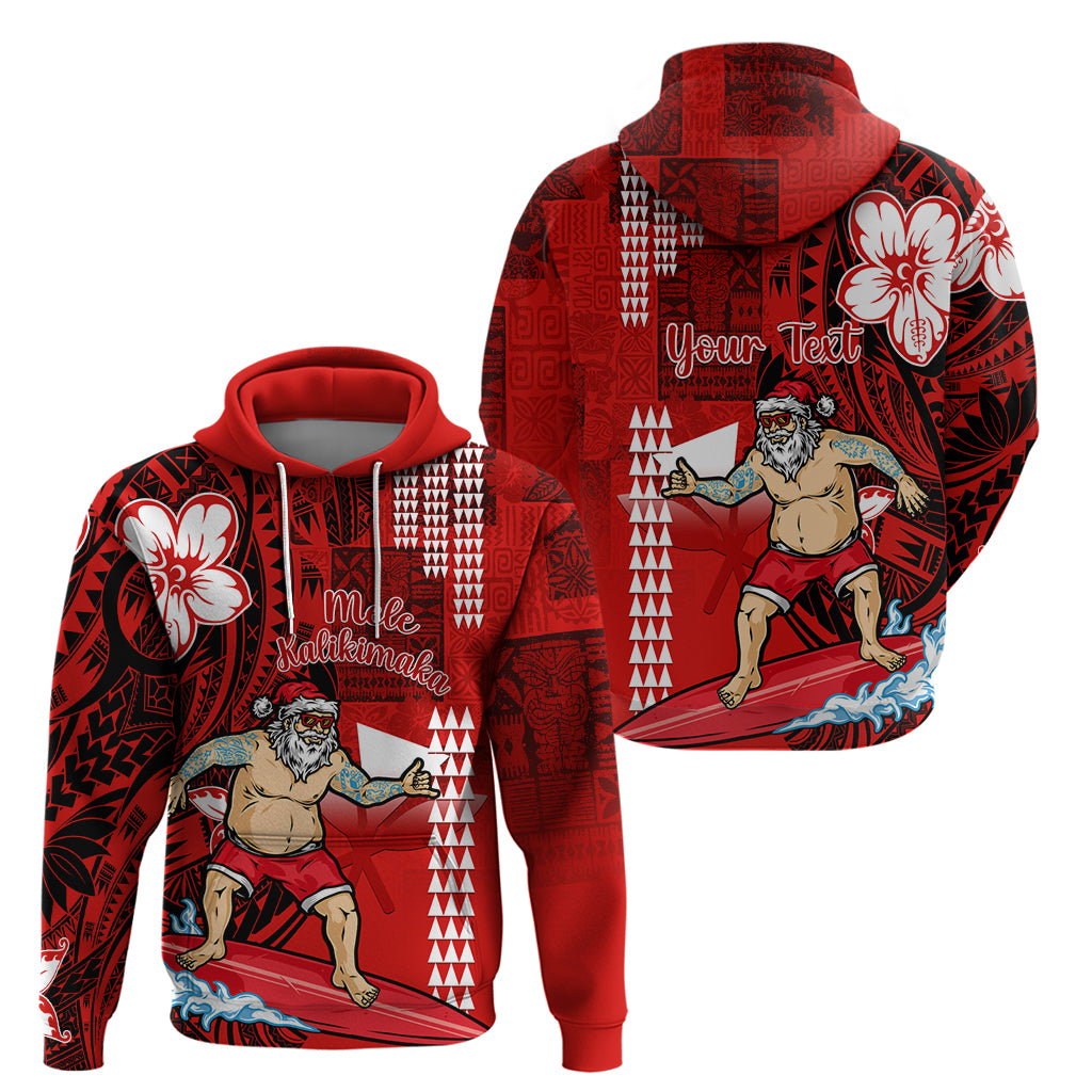 Personalised Hawaii Christmas Hoodie Mele Kalikimaka Surfing Santa Claus - Wonder Print Shop