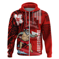 Personalised Hawaii Christmas Hoodie Mele Kalikimaka Surfing Santa Claus - Wonder Print Shop