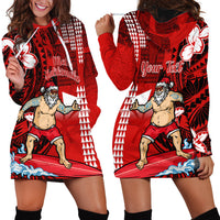 Personalised Hawaii Christmas Hoodie Dress Mele Kalikimaka Surfing Santa Claus - Wonder Print Shop