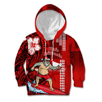 Personalised Hawaii Christmas Kid Hoodie Mele Kalikimaka Surfing Santa Claus - Wonder Print Shop