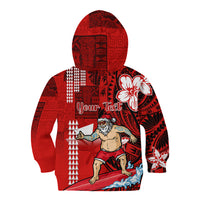 Personalised Hawaii Christmas Kid Hoodie Mele Kalikimaka Surfing Santa Claus - Wonder Print Shop