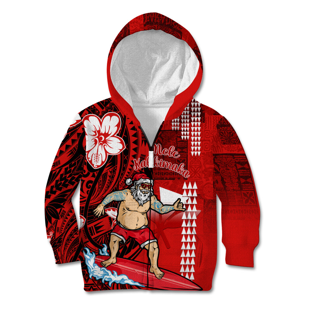 Personalised Hawaii Christmas Kid Hoodie Mele Kalikimaka Surfing Santa Claus - Wonder Print Shop