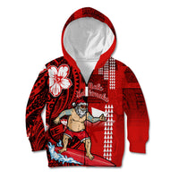 Personalised Hawaii Christmas Kid Hoodie Mele Kalikimaka Surfing Santa Claus - Wonder Print Shop