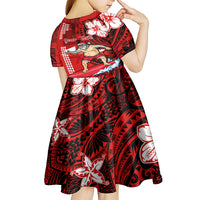 Personalised Hawaii Christmas Kid Short Sleeve Dress Mele Kalikimaka Surfing Santa Claus - Wonder Print Shop