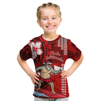 Personalised Hawaii Christmas Kid T Shirt Mele Kalikimaka Surfing Santa Claus - Wonder Print Shop