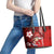 Personalised Hawaii Christmas Leather Tote Bag Mele Kalikimaka Surfing Santa Claus - Wonder Print Shop