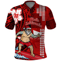 Personalised Hawaii Christmas Polo Shirt Mele Kalikimaka Surfing Santa Claus - Wonder Print Shop