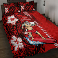 Personalised Hawaii Christmas Quilt Bed Set Mele Kalikimaka Surfing Santa Claus - Wonder Print Shop
