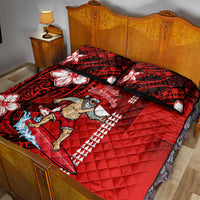 Personalised Hawaii Christmas Quilt Bed Set Mele Kalikimaka Surfing Santa Claus - Wonder Print Shop