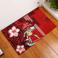 Personalised Hawaii Christmas Rubber Doormat Mele Kalikimaka Surfing Santa Claus - Wonder Print Shop