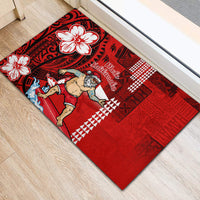 Personalised Hawaii Christmas Rubber Doormat Mele Kalikimaka Surfing Santa Claus - Wonder Print Shop