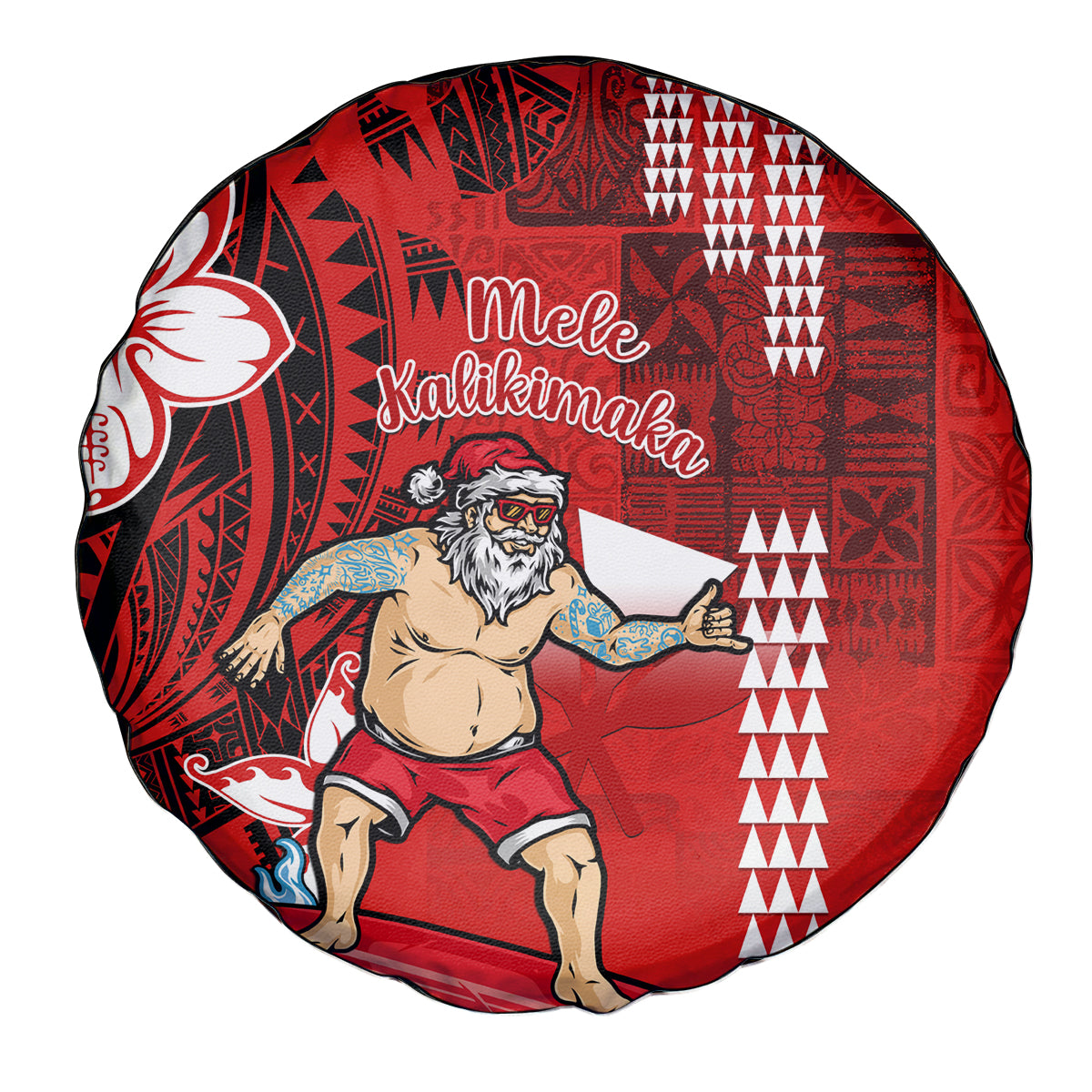 Personalised Hawaii Christmas Spare Tire Cover Mele Kalikimaka Surfing Santa Claus - Wonder Print Shop