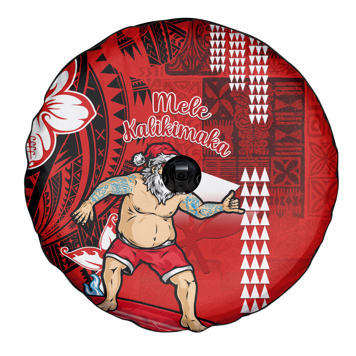 Personalised Hawaii Christmas Spare Tire Cover Mele Kalikimaka Surfing Santa Claus - Wonder Print Shop