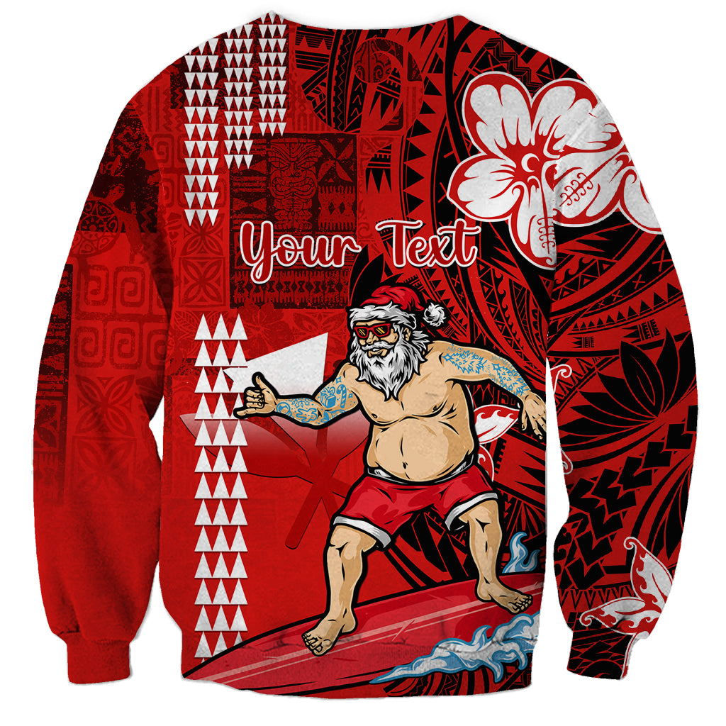 Personalised Hawaii Christmas Sweatshirt Mele Kalikimaka Surfing Santa Claus - Wonder Print Shop