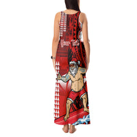 Personalised Hawaii Christmas Tank Maxi Dress Mele Kalikimaka Surfing Santa Claus - Wonder Print Shop