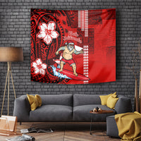 Personalised Hawaii Christmas Tapestry Mele Kalikimaka Surfing Santa Claus - Wonder Print Shop
