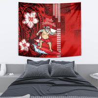 Personalised Hawaii Christmas Tapestry Mele Kalikimaka Surfing Santa Claus - Wonder Print Shop