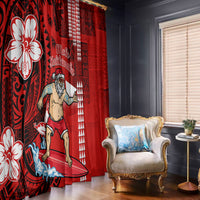 Personalised Hawaii Christmas Window Curtain Mele Kalikimaka Surfing Santa Claus - Wonder Print Shop