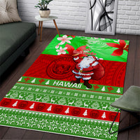 Personalised Hawaii Christmas Area Rug Mele Kalikimaka Hawaiian Santa Tropical Vibes - Wonder Print Shop