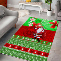Personalised Hawaii Christmas Area Rug Mele Kalikimaka Hawaiian Santa Tropical Vibes - Wonder Print Shop