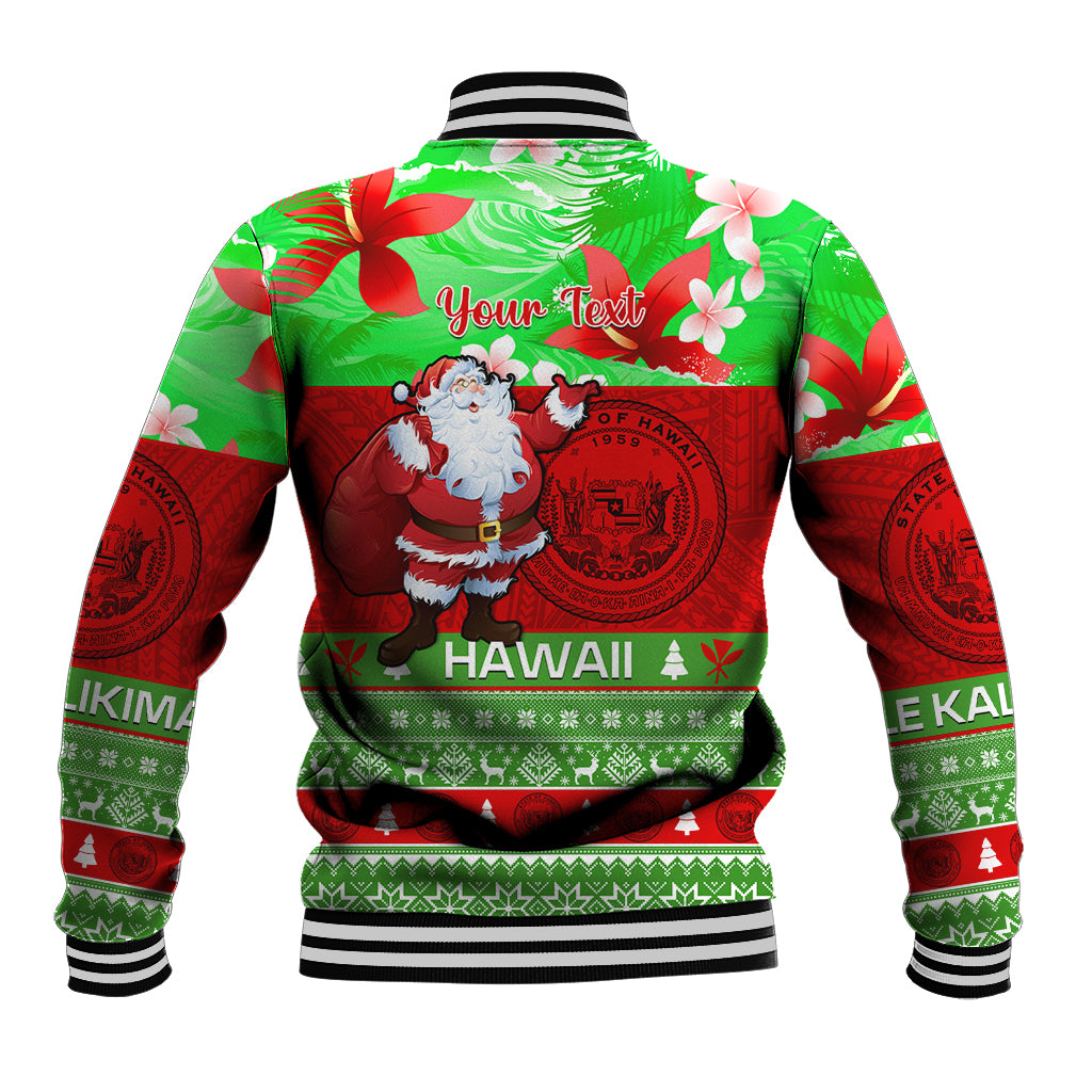 Personalised Hawaii Christmas Baseball Jacket Mele Kalikimaka Hawaiian Santa Tropical Vibes - Wonder Print Shop
