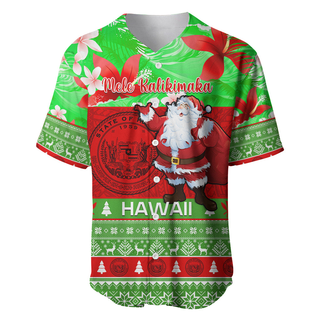 Personalised Hawaii Christmas Baseball Jersey Mele Kalikimaka Hawaiian Santa Tropical Vibes - Wonder Print Shop