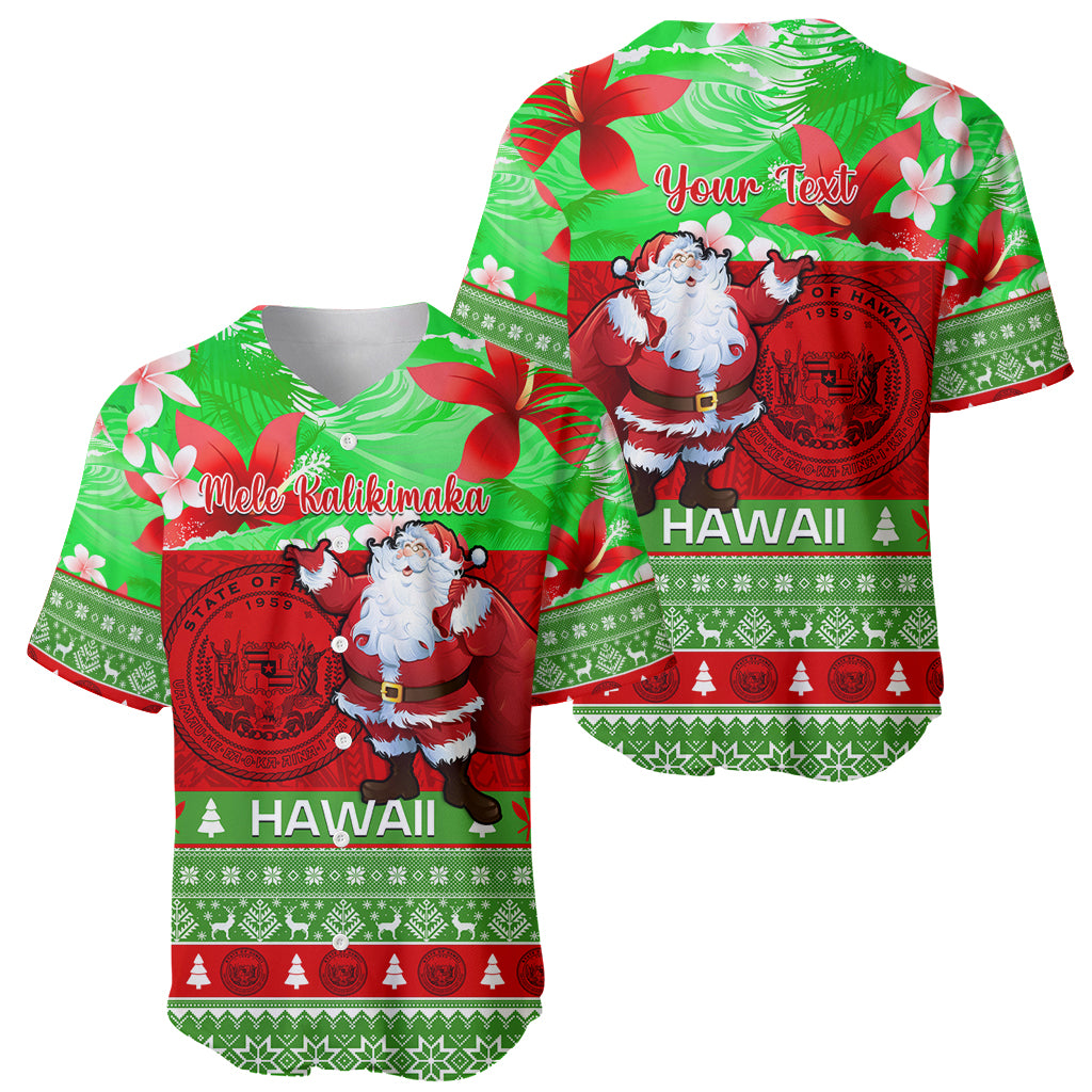 Personalised Hawaii Christmas Baseball Jersey Mele Kalikimaka Hawaiian Santa Tropical Vibes - Wonder Print Shop