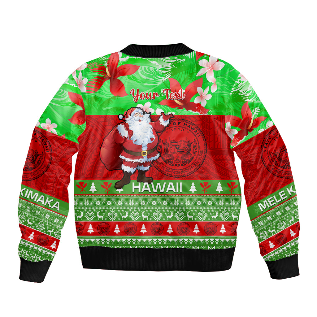 Personalised Hawaii Christmas Bomber Jacket Mele Kalikimaka Hawaiian Santa Tropical Vibes - Wonder Print Shop
