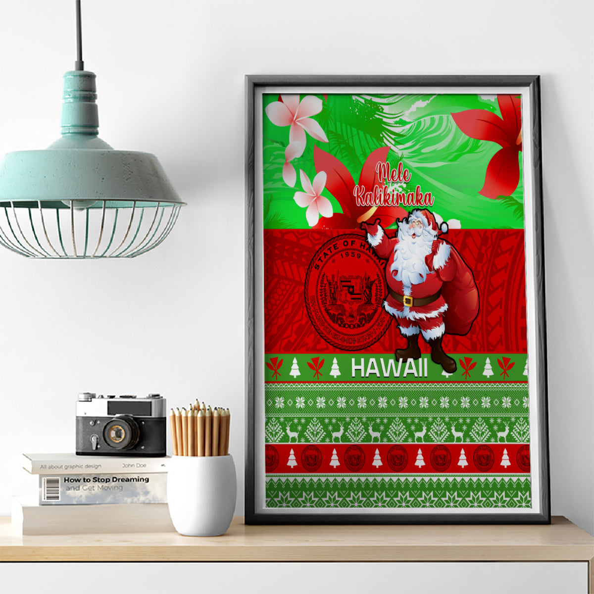 Personalised Hawaii Christmas Canvas Wall Art Mele Kalikimaka Hawaiian Santa Tropical Vibes - Wonder Print Shop