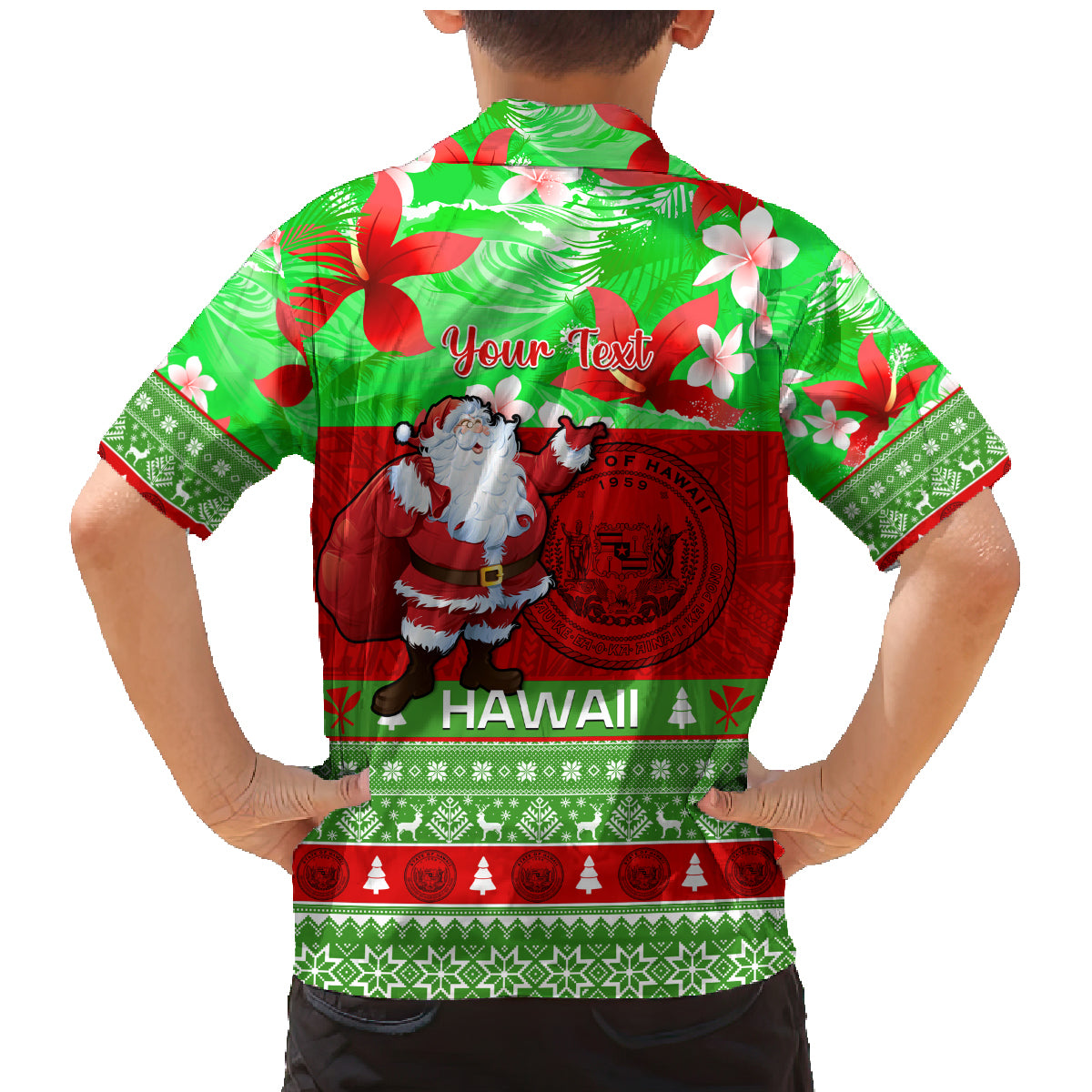 Personalised Hawaii Christmas Family Matching Mermaid Dress and Hawaiian Shirt Mele Kalikimaka Hawaiian Santa Tropical Vibes - Wonder Print Shop