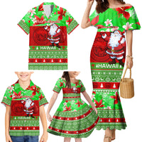 Personalised Hawaii Christmas Family Matching Mermaid Dress and Hawaiian Shirt Mele Kalikimaka Hawaiian Santa Tropical Vibes - Wonder Print Shop
