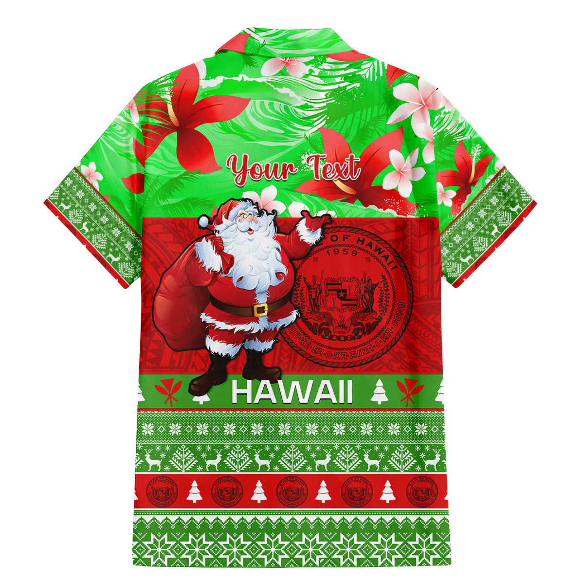 Personalised Hawaii Christmas Family Matching Mermaid Dress and Hawaiian Shirt Mele Kalikimaka Hawaiian Santa Tropical Vibes - Wonder Print Shop