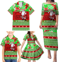 Personalised Hawaii Christmas Family Matching Puletasi Dress and Hawaiian Shirt Mele Kalikimaka Hawaiian Santa Tropical Vibes - Wonder Print Shop