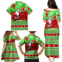 Personalised Hawaii Christmas Family Matching Puletasi Dress and Hawaiian Shirt Mele Kalikimaka Hawaiian Santa Tropical Vibes - Wonder Print Shop