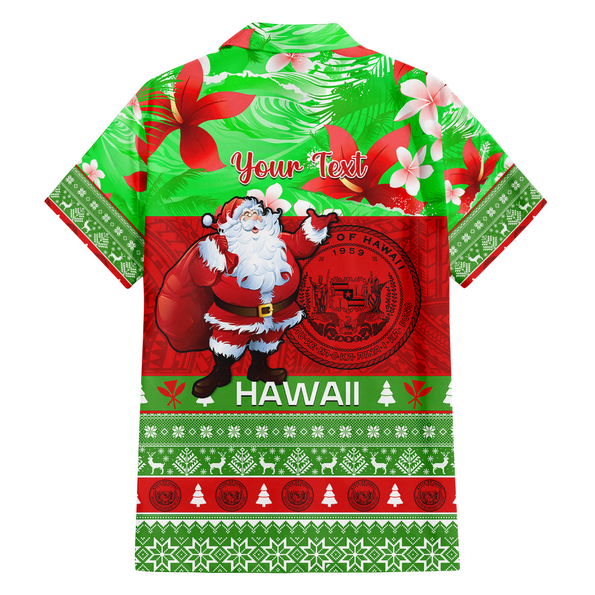 Personalised Hawaii Christmas Family Matching Tank Maxi Dress and Hawaiian Shirt Mele Kalikimaka Hawaiian Santa Tropical Vibes - Wonder Print Shop
