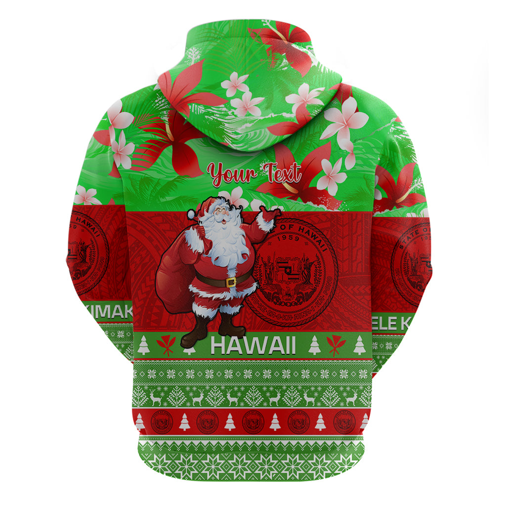 Personalised Hawaii Christmas Hoodie Mele Kalikimaka Hawaiian Santa Tropical Vibes - Wonder Print Shop