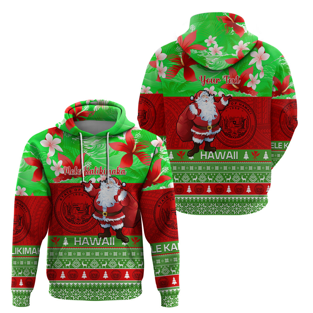Personalised Hawaii Christmas Hoodie Mele Kalikimaka Hawaiian Santa Tropical Vibes - Wonder Print Shop