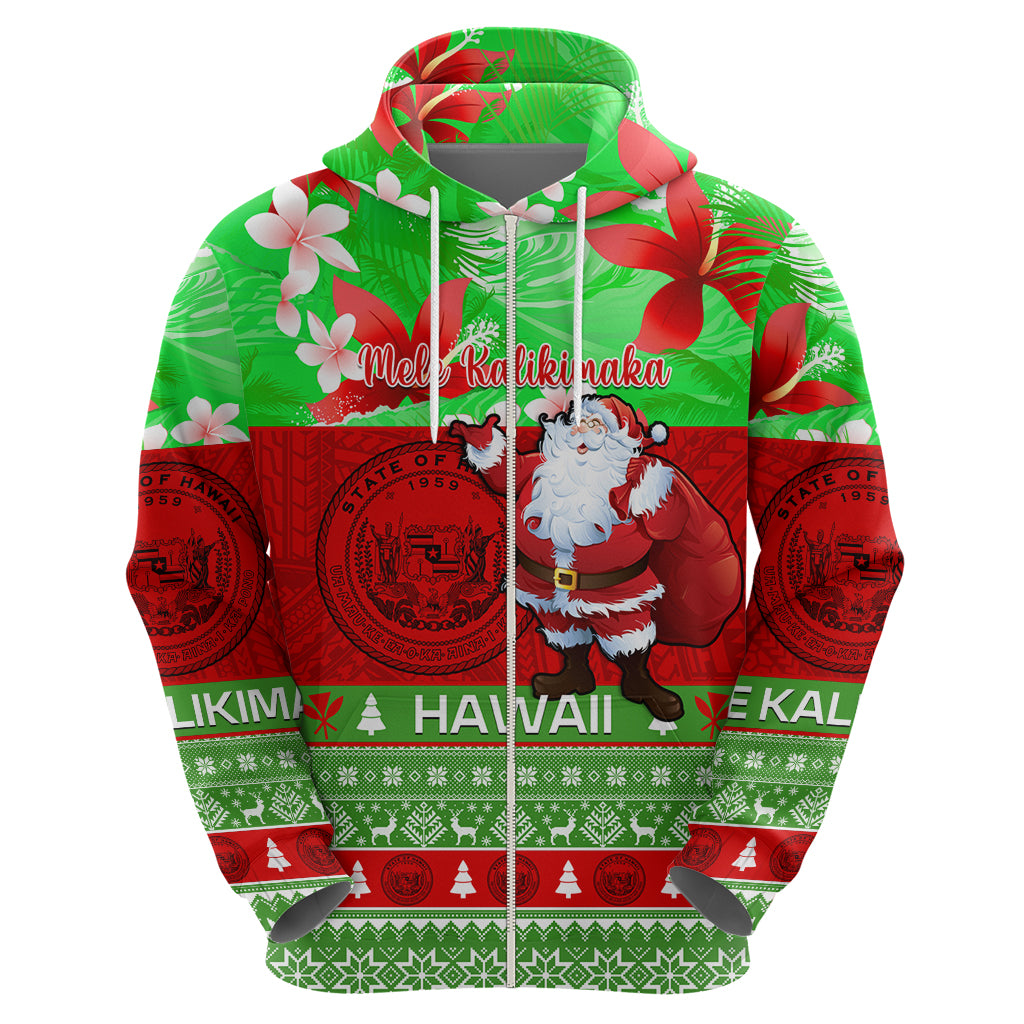 Personalised Hawaii Christmas Hoodie Mele Kalikimaka Hawaiian Santa Tropical Vibes - Wonder Print Shop
