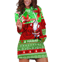 Personalised Hawaii Christmas Hoodie Dress Mele Kalikimaka Hawaiian Santa Tropical Vibes - Wonder Print Shop