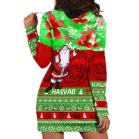 Personalised Hawaii Christmas Hoodie Dress Mele Kalikimaka Hawaiian Santa Tropical Vibes - Wonder Print Shop