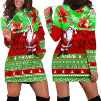 Personalised Hawaii Christmas Hoodie Dress Mele Kalikimaka Hawaiian Santa Tropical Vibes - Wonder Print Shop