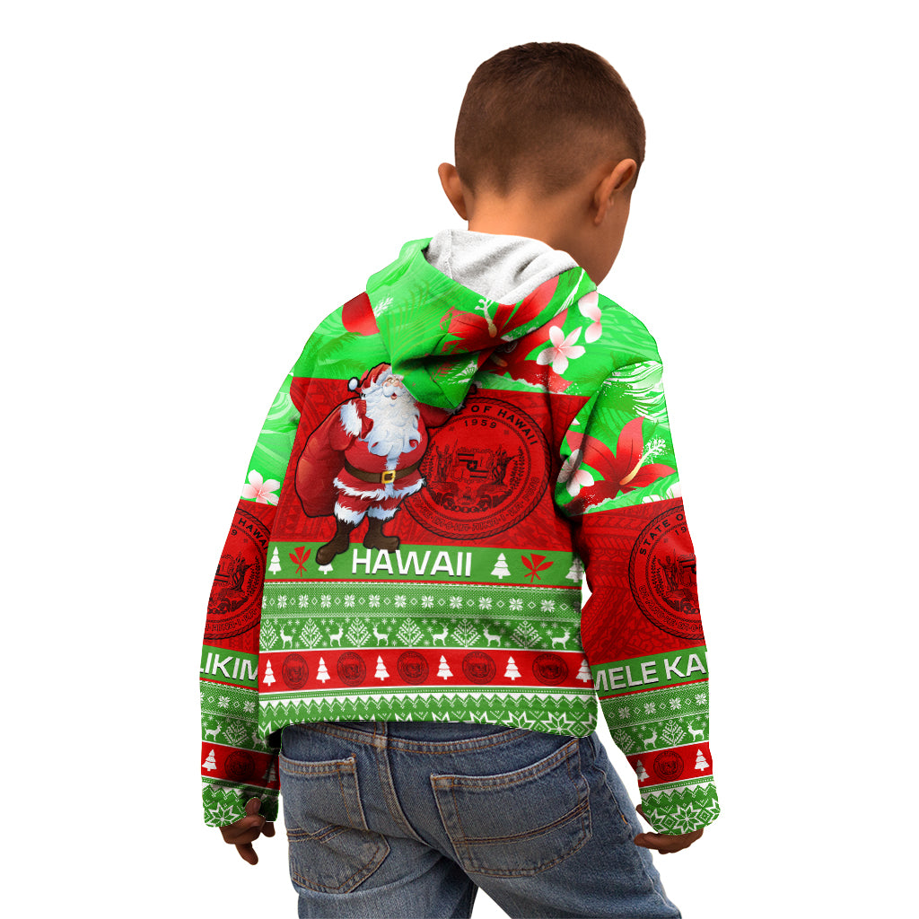 Personalised Hawaii Christmas Kid Hoodie Mele Kalikimaka Hawaiian Santa Tropical Vibes - Wonder Print Shop