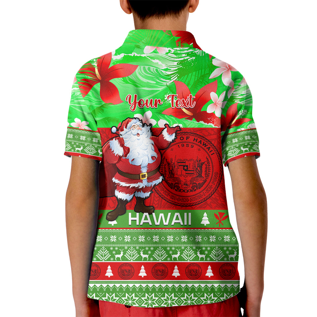 Personalised Hawaii Christmas Kid Polo Shirt Mele Kalikimaka Hawaiian Santa Tropical Vibes - Wonder Print Shop