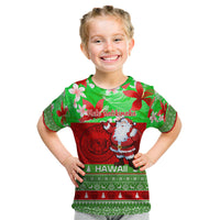 Personalised Hawaii Christmas Kid T Shirt Mele Kalikimaka Hawaiian Santa Tropical Vibes - Wonder Print Shop