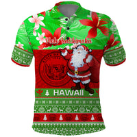 Personalised Hawaii Christmas Polo Shirt Mele Kalikimaka Hawaiian Santa Tropical Vibes - Wonder Print Shop