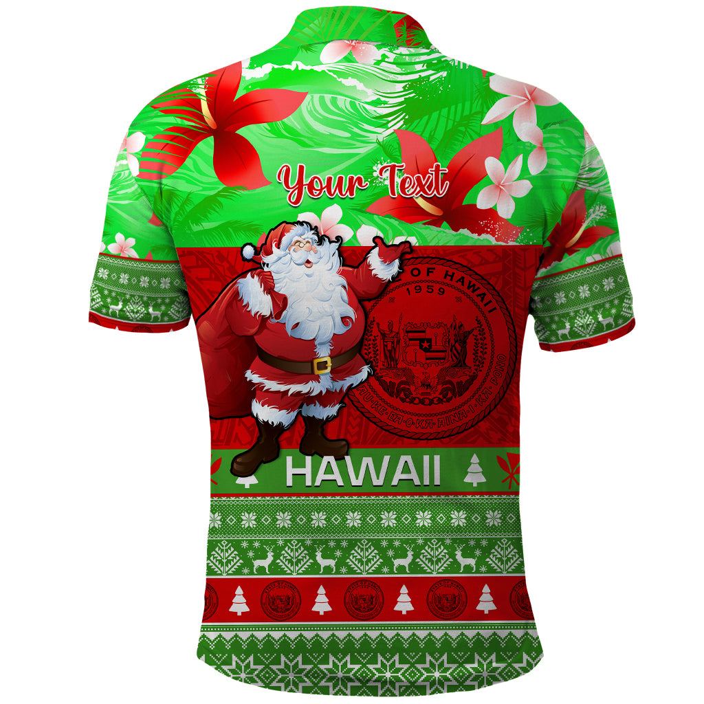 Personalised Hawaii Christmas Polo Shirt Mele Kalikimaka Hawaiian Santa Tropical Vibes - Wonder Print Shop