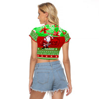 Personalised Hawaii Christmas Raglan Cropped T Shirt Mele Kalikimaka Hawaiian Santa Tropical Vibes - Wonder Print Shop