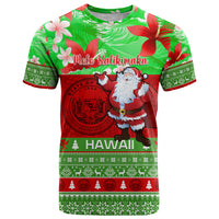 Personalised Hawaii Christmas T Shirt Mele Kalikimaka Hawaiian Santa Tropical Vibes - Wonder Print Shop