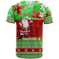 Personalised Hawaii Christmas T Shirt Mele Kalikimaka Hawaiian Santa Tropical Vibes - Wonder Print Shop