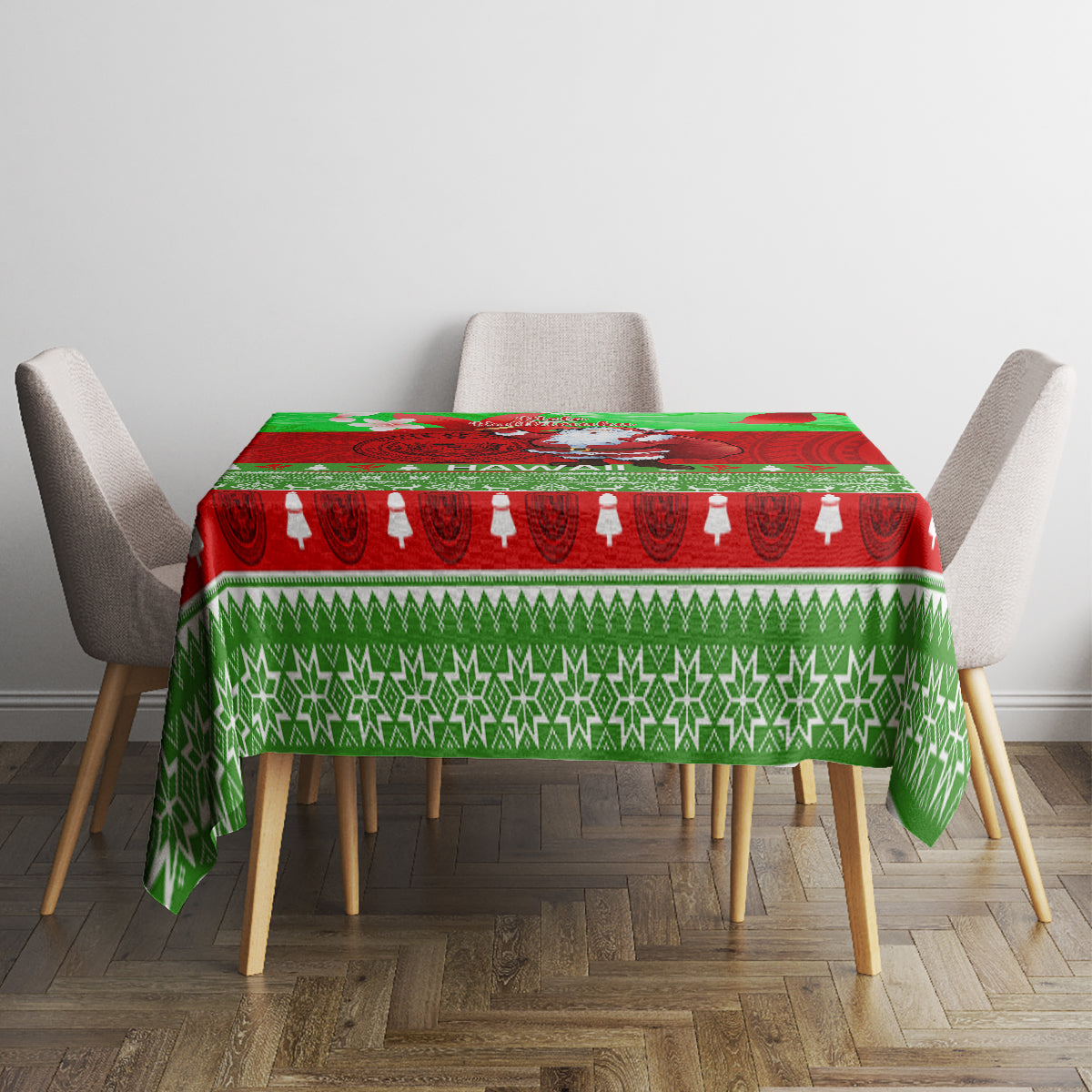 Personalised Hawaii Christmas Tablecloth Mele Kalikimaka Hawaiian Santa Tropical Vibes - Wonder Print Shop